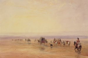 ランカスターサンズ、サンセット（ランカスターサンズの交差）c.1835（紙のグラファイト上のWCとボディカラー）